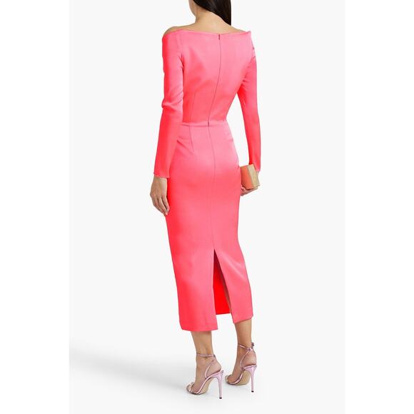 ALEX PERRY Peyton Pink bodycon off-the-shoulder satin-crepe midi dress 10 - Picture 16 of 16